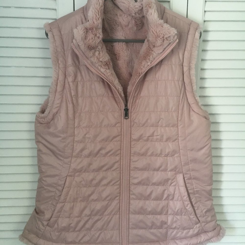 Pink Nicole Miller reversible faux fur